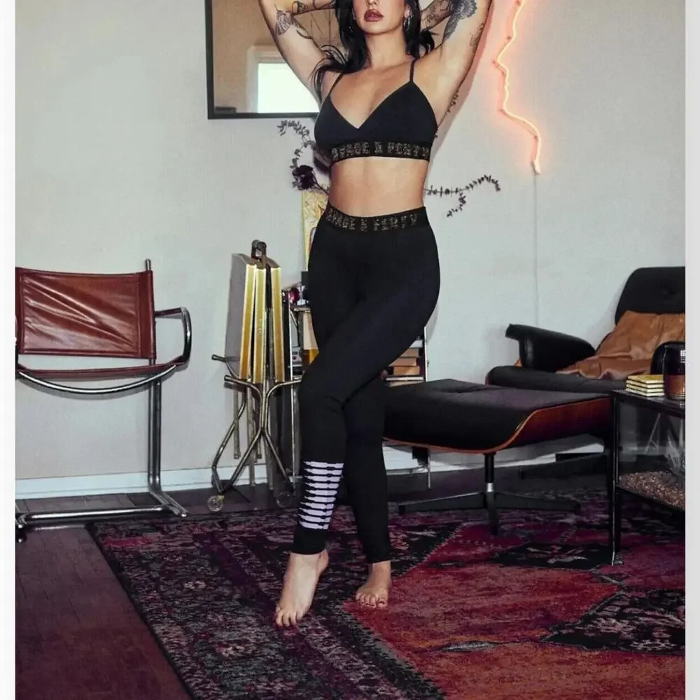 SAVAGE X FENTY RIHANNA Black Leggings Sparkle Lounge Stretch Shimmer Small
